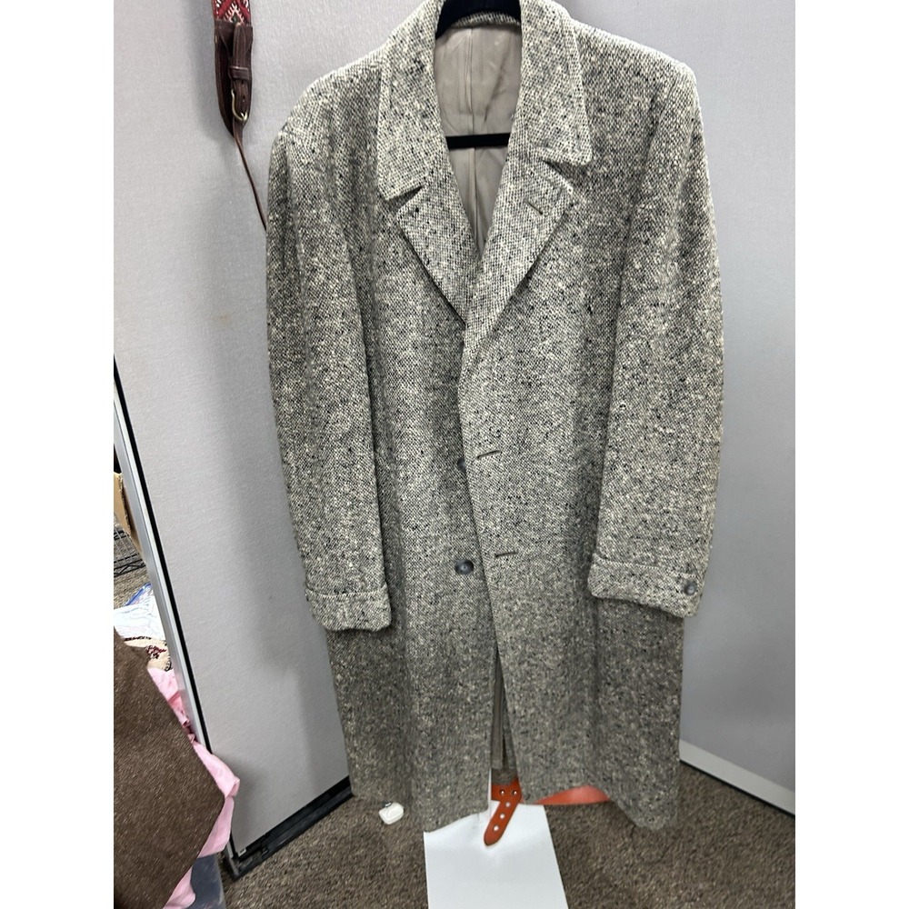 vtg 50s USA Union tag overcoat mid-century 44 gray wool ATOMIC jacket Dunbrooke